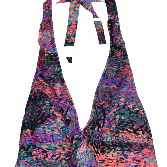 Assets Sara Blakely Spanx Tankini Womens Small Rainbow Swim Top Ruffle Bra Pads - Picture 2 of 9